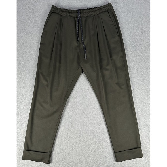 Low Brand Other - Low Brand Pants Joggers Mens Medium‎ Green Pleated Cuffed Tokyo Minimalist Luxe